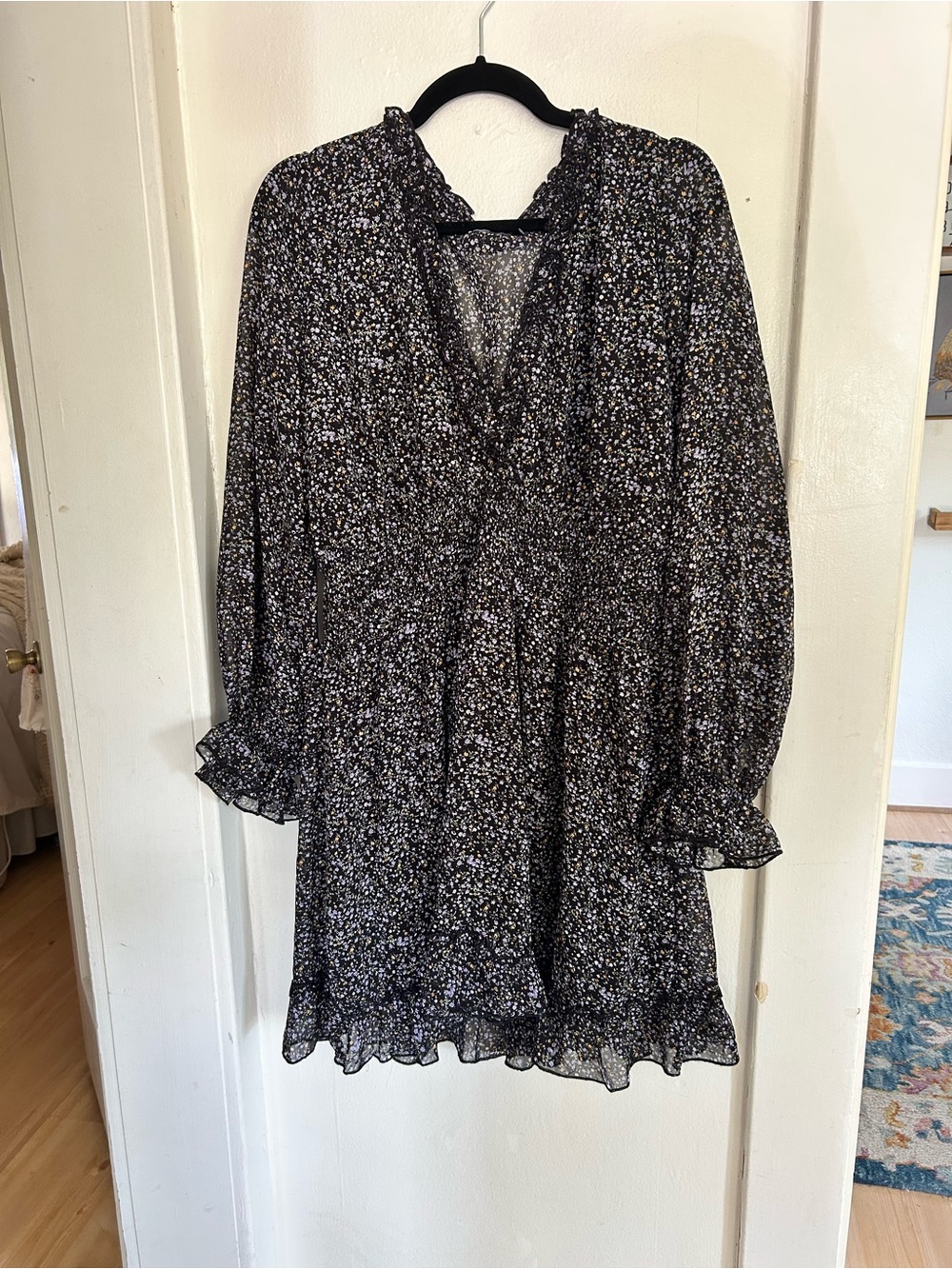 Nasty gal Floral Ruffle V-Neck Dress